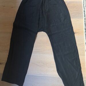 NSF Shailey Women’s Paperbag Waist Black Linen Cargo Pants size small